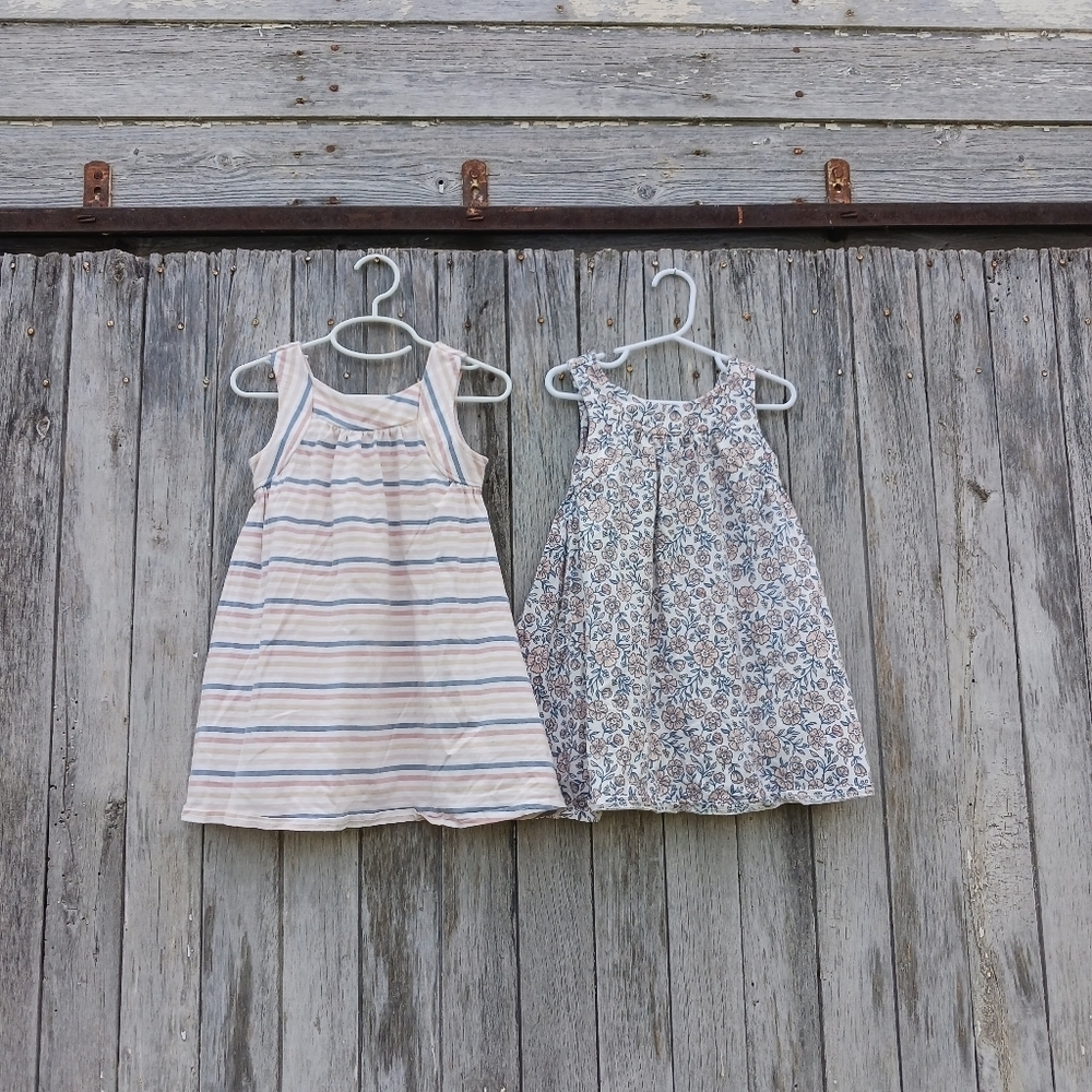 Jillians‎ Closet Sundress Toddler Girl Sz 4T Pink Floral Stripe Set Of 2 Dresses